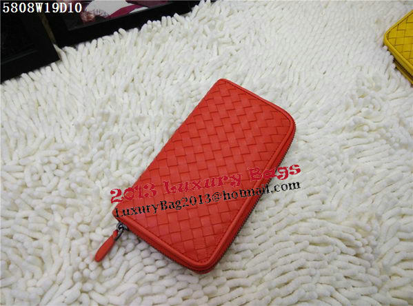 Bottega Veneta Intrecciato Nappa Zip Around Wallet BV5808 Orange