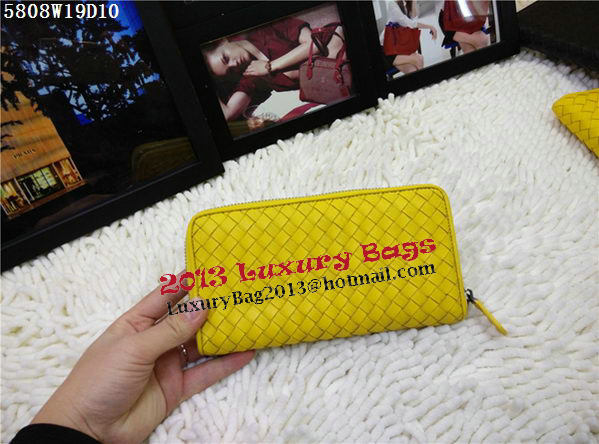 Bottega Veneta Intrecciato Nappa Zip Around Wallet BV5808 Yellow