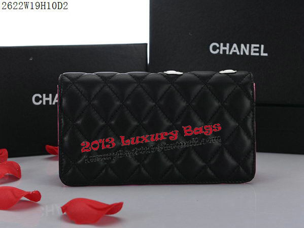 Chanel Combon Bi-Fold Wallet White CC Logo A2622 Black