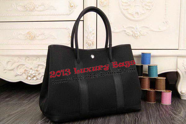 Hermes Garden Party 36cm 30cm Tote Bag Canvas Black