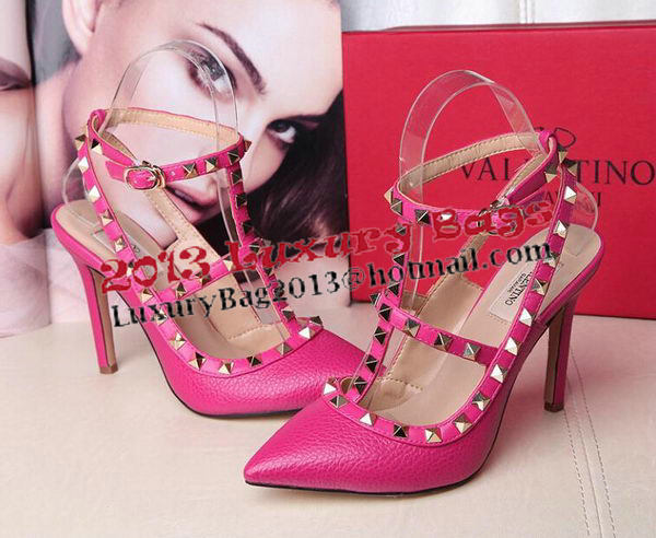 Valentino Litchi Leather Rivet 100mm Sandal VT263YZM Rose