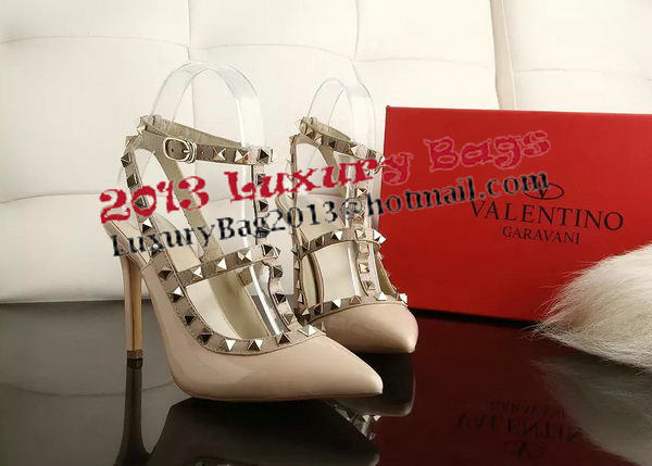 Valentino Patent Leather Rivet 100mm Sandal VT270YZM Apricot