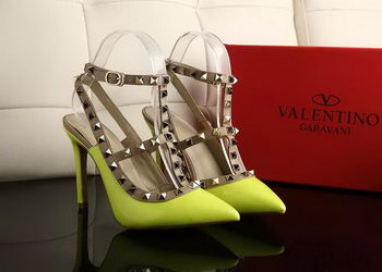 Valentino Patent Leather Rivet 100mm Sandal VT270YZM Yellow