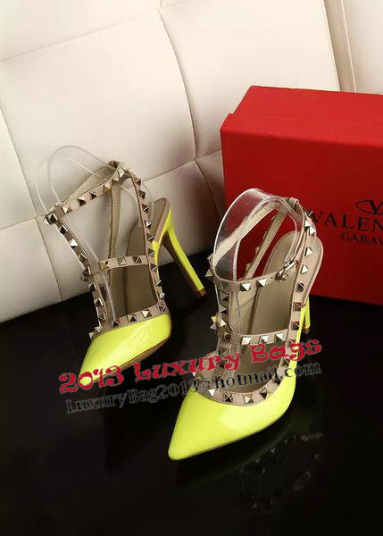 Valentino Patent Leather Rivet 100mm Sandal VT270YZM Yellow