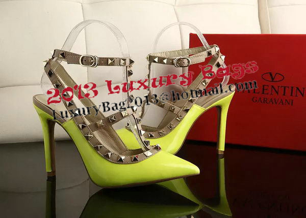 Valentino Patent Leather Rivet 100mm Sandal VT270YZM Yellow