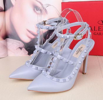 Valentino Smooth Leather Rivet 100mm Sandal VT258YZM SkyBlue