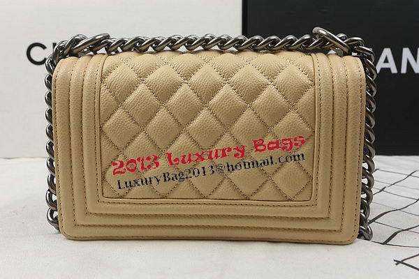 Boy Chanel mini Flap Bag Apricot Cannage Pattern A67025 Silver