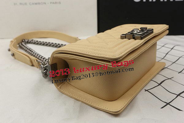 Boy Chanel mini Flap Bag Apricot Cannage Pattern A67025 Silver