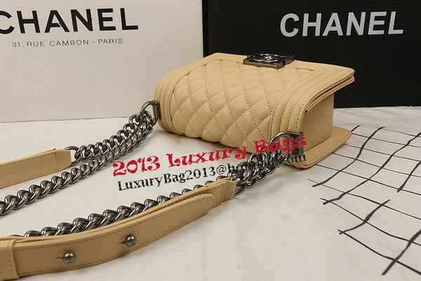 Boy Chanel mini Flap Bag Apricot Cannage Pattern A67025 Silver