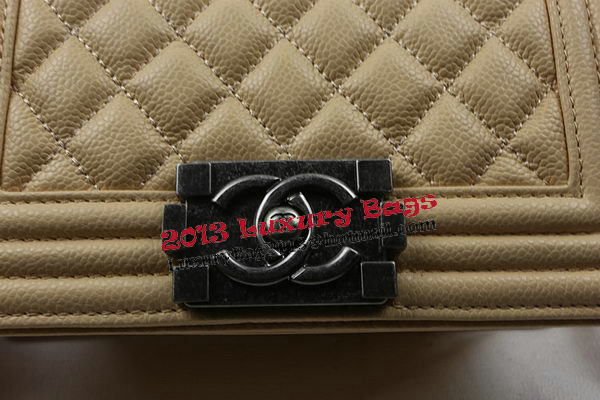 Boy Chanel mini Flap Bag Apricot Cannage Pattern A67025 Silver