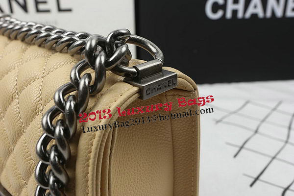 Boy Chanel mini Flap Bag Apricot Cannage Pattern A67025 Silver