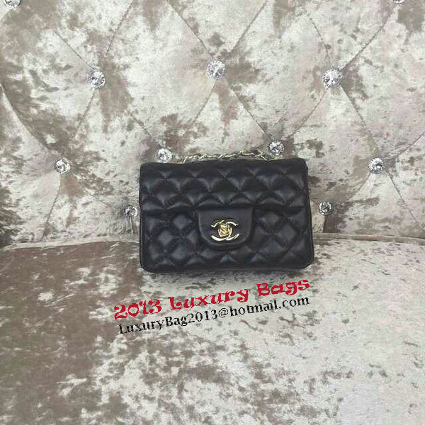 Chanel Classic MINI Flap Bag Sheepskin Leather A1115 Black