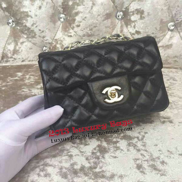 Chanel Classic MINI Flap Bag Sheepskin Leather A1115 Black