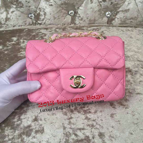 Chanel Classic MINI Flap Bag Sheepskin Leather A1115 Pink