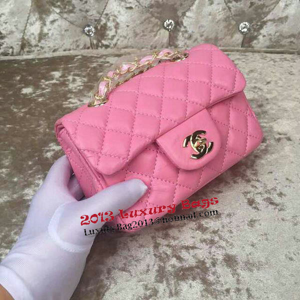 Chanel Classic MINI Flap Bag Sheepskin Leather A1115 Pink