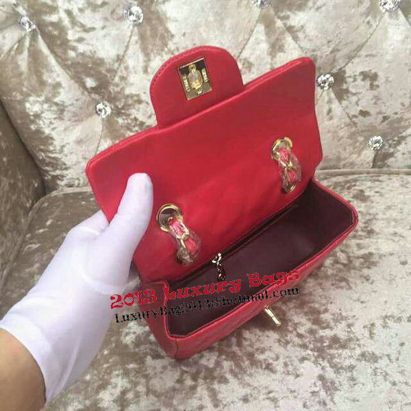 Chanel Classic MINI Flap Bag Sheepskin Leather A1115 Red