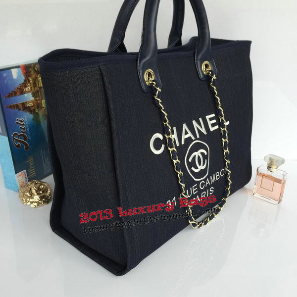 Chanel Large Canvas Tote Shopping Bag A68046 Royal