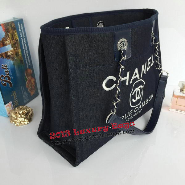 Chanel Medium Canvas Tote Shopping Bag A68045 Royal