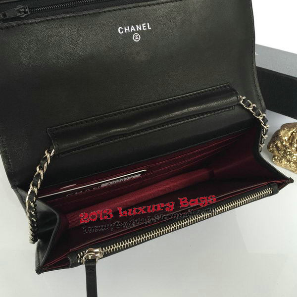 Chanel mini Flap Bag Black Original Sheepskin A33814 Silver