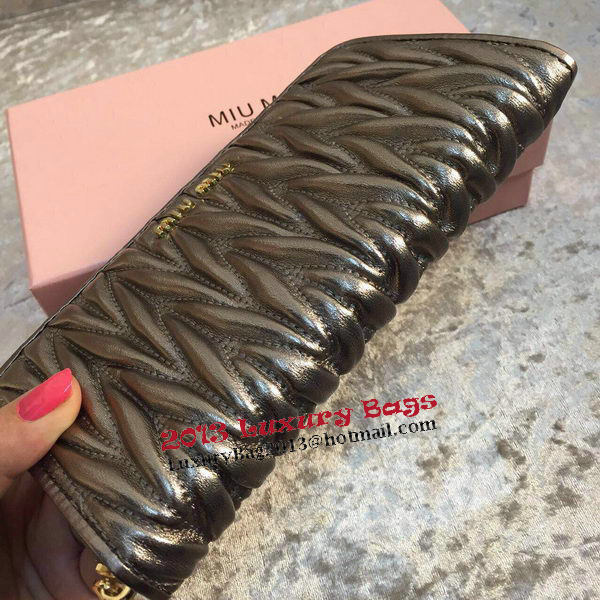 miu miu Matelasse Nappa Leather Wallet MM30150 Grey