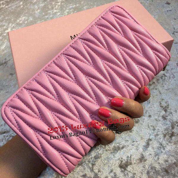 miu miu Matelasse Nappa Leather Wallet MM30150 Pink