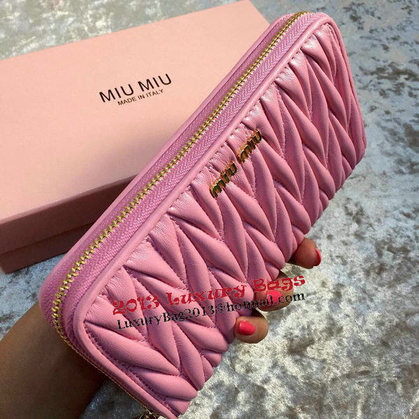 miu miu Matelasse Nappa Leather Wallet MM30150 Pink