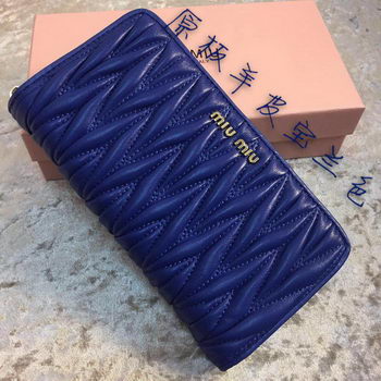 miu miu Matelasse Nappa Leather Wallet MM30150 Royal