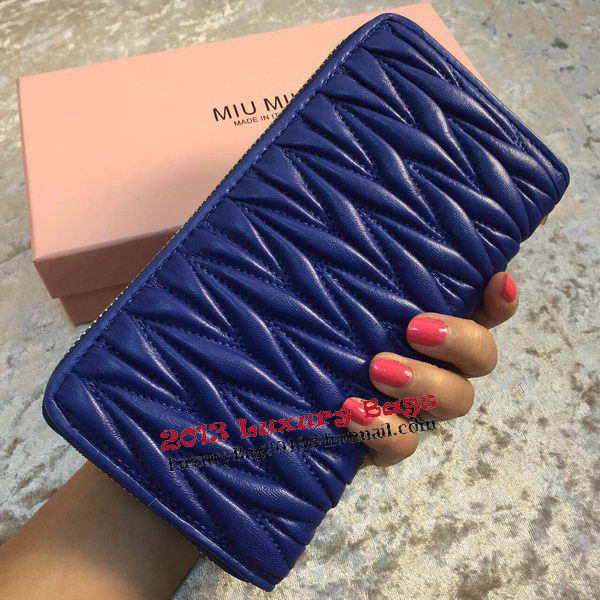 miu miu Matelasse Nappa Leather Wallet MM30150 Royal