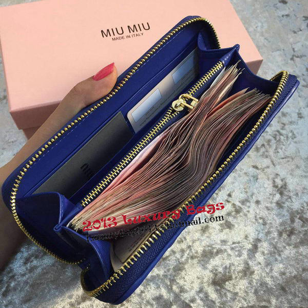 miu miu Matelasse Nappa Leather Wallet MM30150 Royal