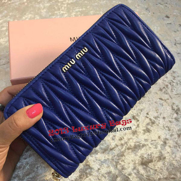 miu miu Matelasse Nappa Leather Wallet MM30150 Royal