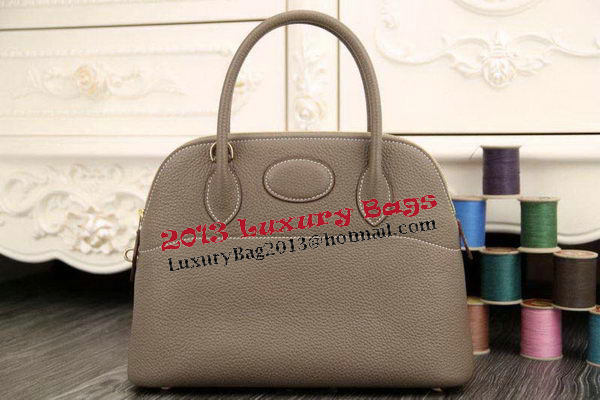 Hermes Bolide 31CM Original Leather Tote Bag Grey