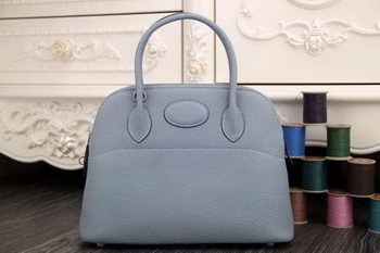 Hermes Bolide 31CM Original Leather Tote Bag SkyBlue