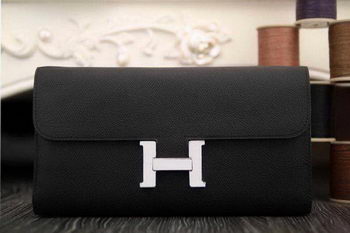 Hermes Constance Long Wallets Original Leather HA909 Black