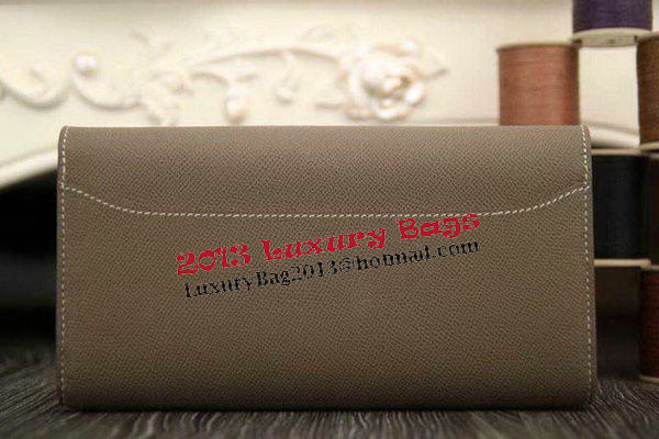 Hermes Constance Long Wallets Original Leather HA909 Grey