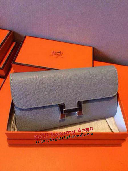 Hermes Constance Long Wallets Original Leather HA909 Light Blue