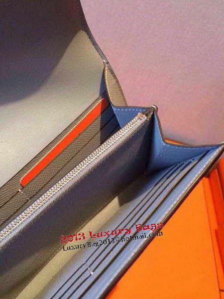 Hermes Constance Long Wallets Original Leather HA909 Light Blue