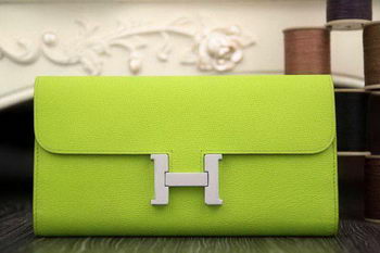 Hermes Constance Long Wallets Original Leather HA909 Light Green