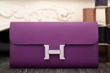 Hermes Constance Long Wallets Original Leather HA909 Purple