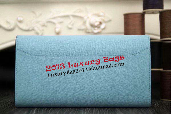 Hermes Constance Long Wallets Original Leather HA909 SkyBlue