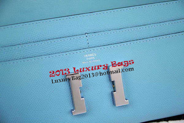 Hermes Constance Long Wallets Original Leather HA909 SkyBlue