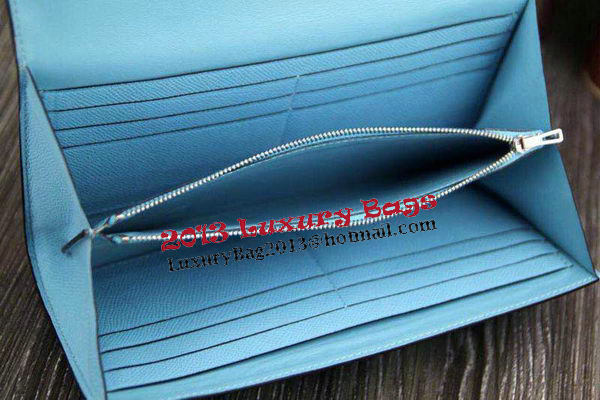 Hermes Constance Long Wallets Original Leather HA909 SkyBlue