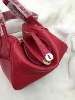 Hermes Lindy 30CM Red Leather Shoulder Bag HLD30 Gold