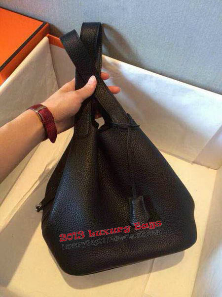 Hermes Picotin Lock 22cm Bags Litchi Leather HPT22 Black