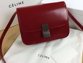 Celine Classic Box Small Flap Bag Smooth Leather C11042 Dark Red