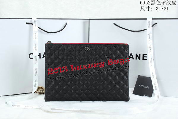 Chanel A6952 Clutch Bag Cannage Pattern Leather Black