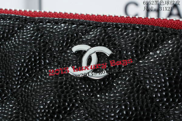 Chanel A6952 Clutch Bag Cannage Pattern Leather Black