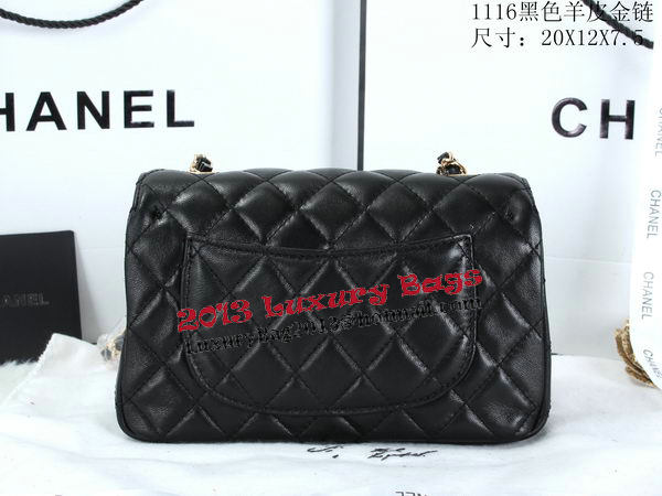 Chanel Classic Flap Bags Sheepskin Leather A1116 Black