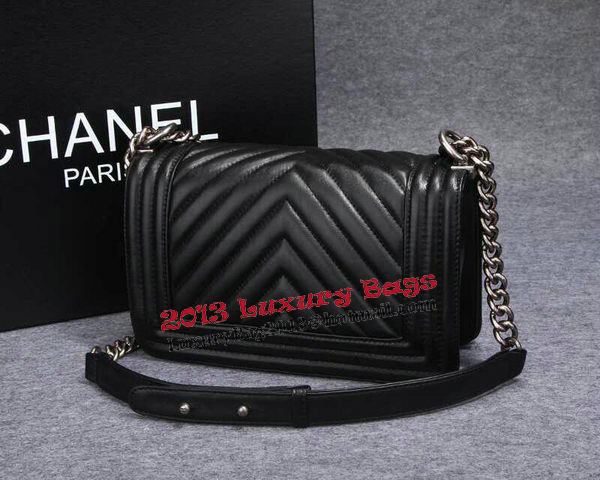 Boy Chanel Flap Shoulder Bag Herringbone Stitching CHA6817 Black