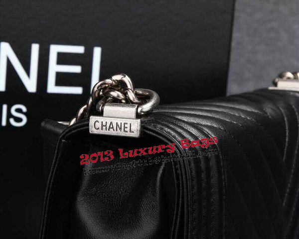 Boy Chanel Flap Shoulder Bag Herringbone Stitching CHA6817 Black