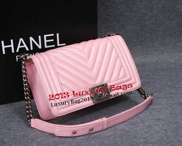 Boy Chanel Flap Shoulder Bag Herringbone Stitching CHA6817 Pink